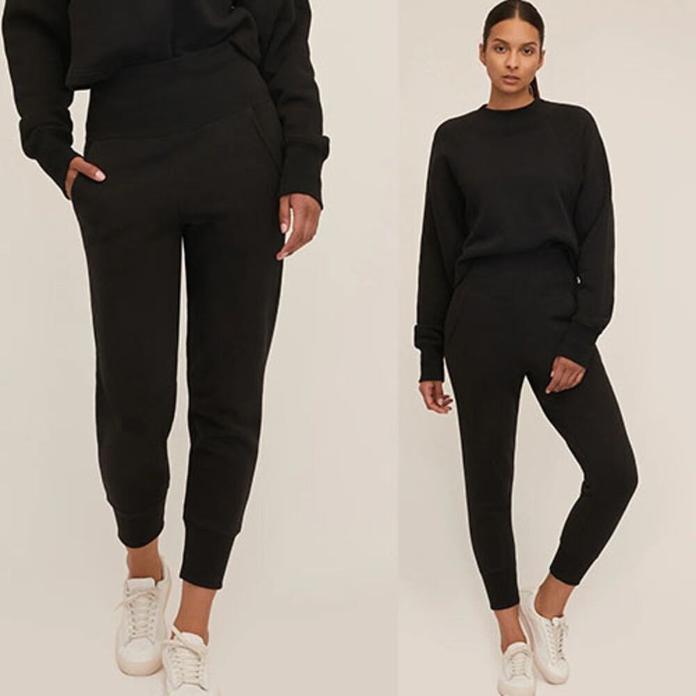 NWT Marissa Webb So High Waisted French Terry Sweatpants Black Size: Medium